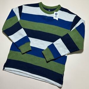 GAP Navy and Olive Striped Sweater Boys Size 7-8